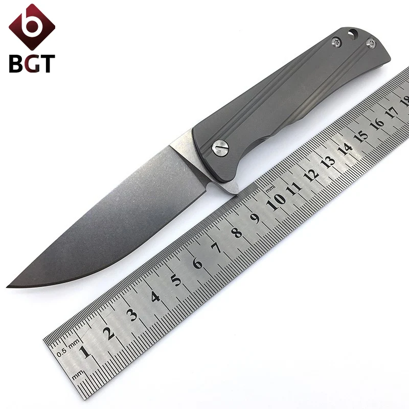 

BGT Pocket EDC Folding Knife D2 Blade Bearing Tactical Survival Camping Knives Hunting Portable Multi Tools TC4 Titanium Handle