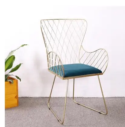 Современный Железный Художественный Обеденный стул со спинкой к задней части фланелетного обеденного кресла современный досуг один стул - Цвет: 1