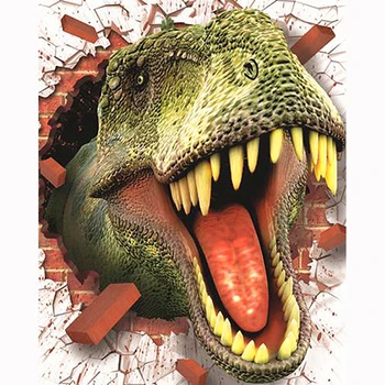 

Diamond Embroidery 5D DIY Diamond Painting Scared T-Rex Pattern Mosaic Resin Round Diamond Home Decoration
