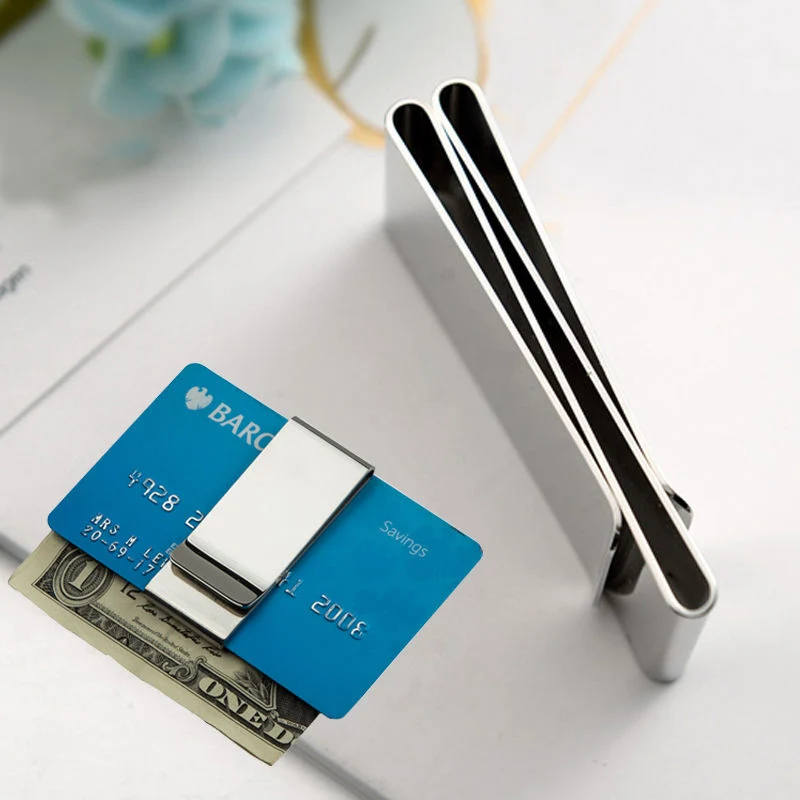 

Multi Functional Office Clips Stainless Steel Silver Slim Money Clip Metal Credit Card ID Holder