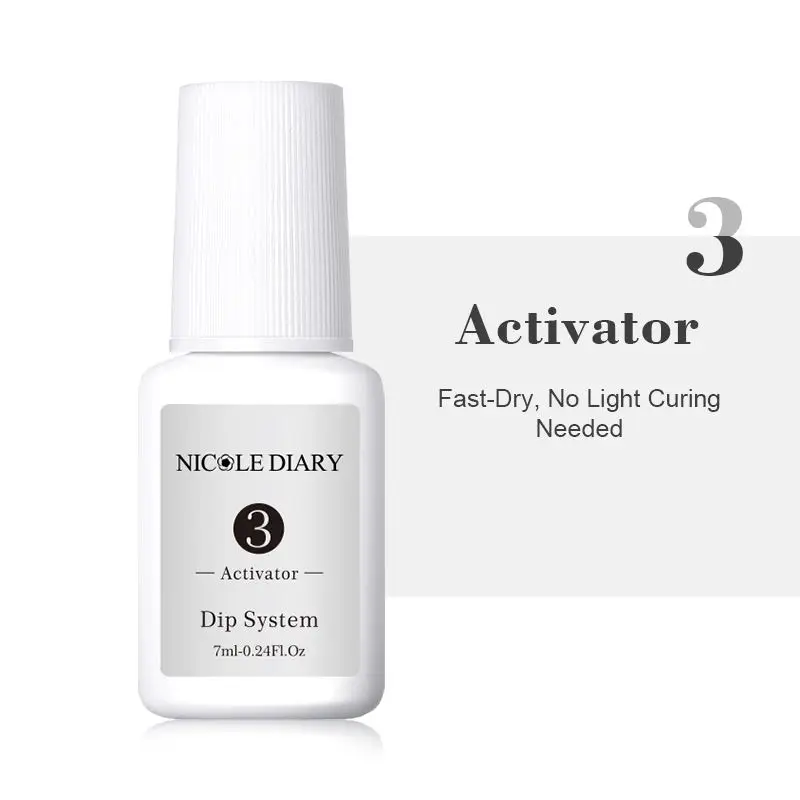 activator NICOLE дневник кристалл желе окунания ногтей порошок Набор натуральный сухой розовый маникюр ногтей порошок блеск DIY французский - Цвет: activator