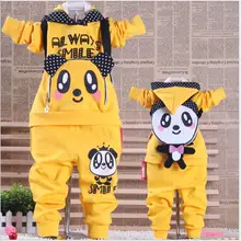 Г. Модный комплект продаж в весной и осенью мальчик девочка панда рюкзак костюм(куртка+ футболка брюки для девочек