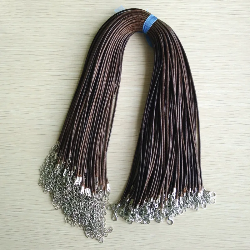 Быстрая 2 мм кофе воск кожаный шнур ожерелье веревка 45 см цепь застежка Омар DIY ювелирные аксессуары 100 шт./лот