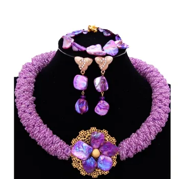 

Romantic Purple Nigerian Wedding African Beads Arabic Jewelry Sets Supplier For Jewelry Women's Beads Antique Celebrity Jewelry
