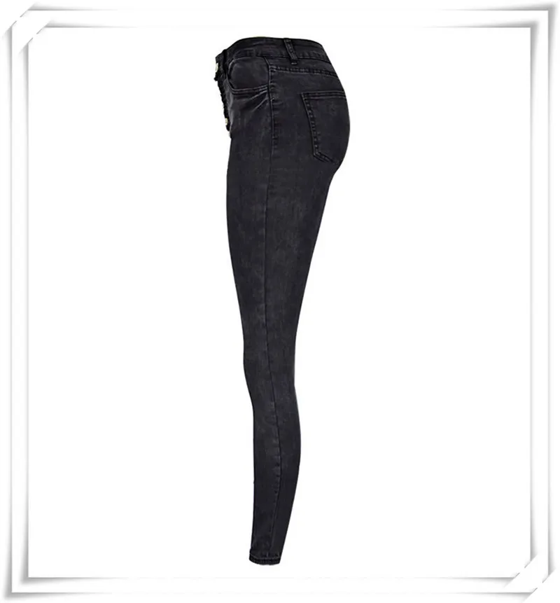 European and American women's wear high-waisted black super stretch acid-washed jeans and short leg trousers cross border women's wear (6)
