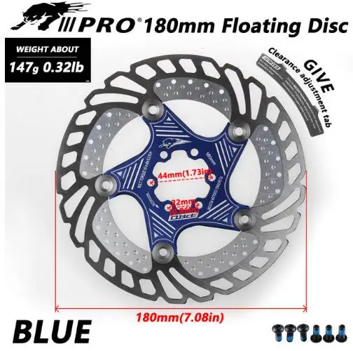 Blue 180mm 1 шт. IIIPRO горный велосипед тормозной диск ротор MTB/дорожный велосипед плавающий ротор 140/160/180/203 мм кабель Запчасти Горячая распродажа - Цвет: Blue 180mm