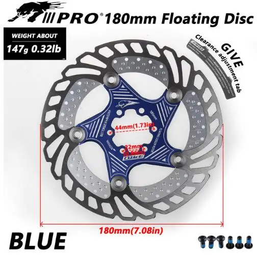 1 шт. IIIPRO горный велосипед тормозной диск ротор MTB/дорожный велосипед плавающий ротор 140/160/180/203 мм кабель Запчасти Горячая распродажа - Цвет: Blue 180mm