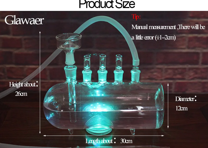 Дизайн стеклянный кальян более стабильный кальян более здоровое курение водопровод с led светильник и Прозрачная чаша