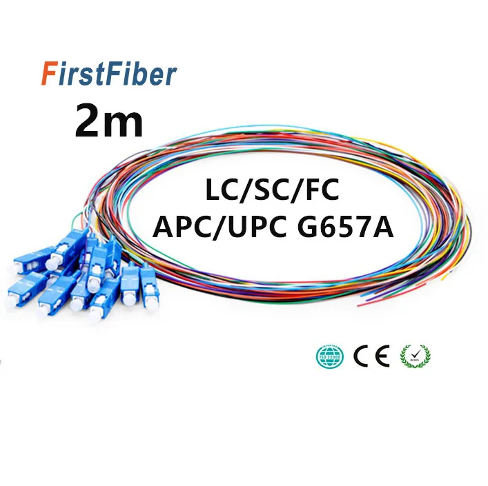 Волокно косичка 12 цветов 2 м SC/LC/FC/APC/UPC Моток оптоволоконного кабеля 12 ядер волокно симплекс одиночный режим 0,9 мм