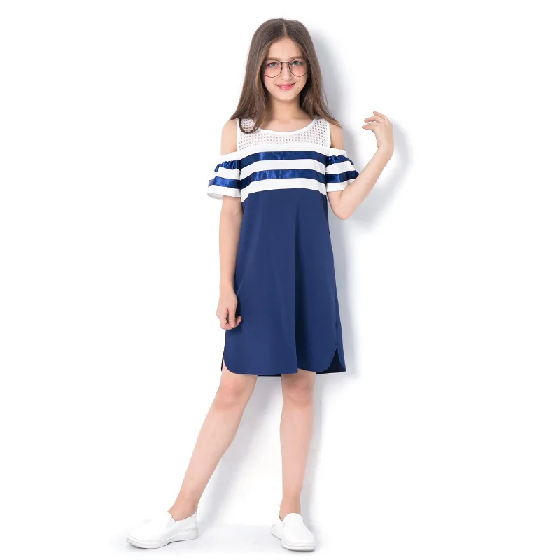 Girls Summer Dress 8 10 12 years Off-shoulder Elegant for Short Sleeve Casual Dresses Teenage Girl School | Детская одежда и обувь