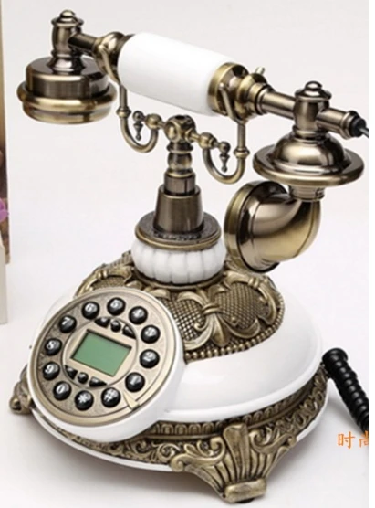 Античный телефон модный бытовой деревенский винтажный телефон/номер звонящего без рук/с подсветкой - Цвет: Белый