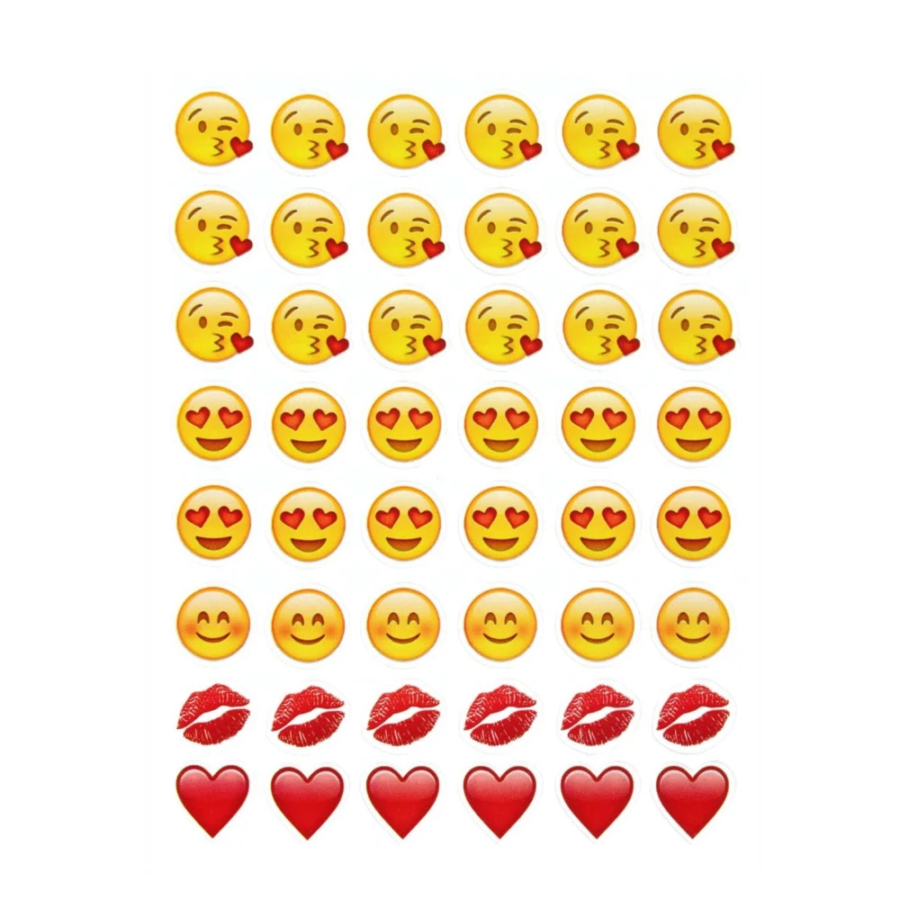 10 ملاءات الأحمر القلب الرموز التعبيرية ملصق (48 يموت قطع) ملصقات Emojis للجوال الهاتف الاطفال