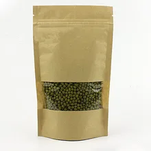 16*22+ 4 см 100 шт. крафт-бумага ziplock окно мешок для подарков/чая/Candy/ювелирные изделия /хлеб упаковка Бумага мешок еды DIY ювелирных Дисплей