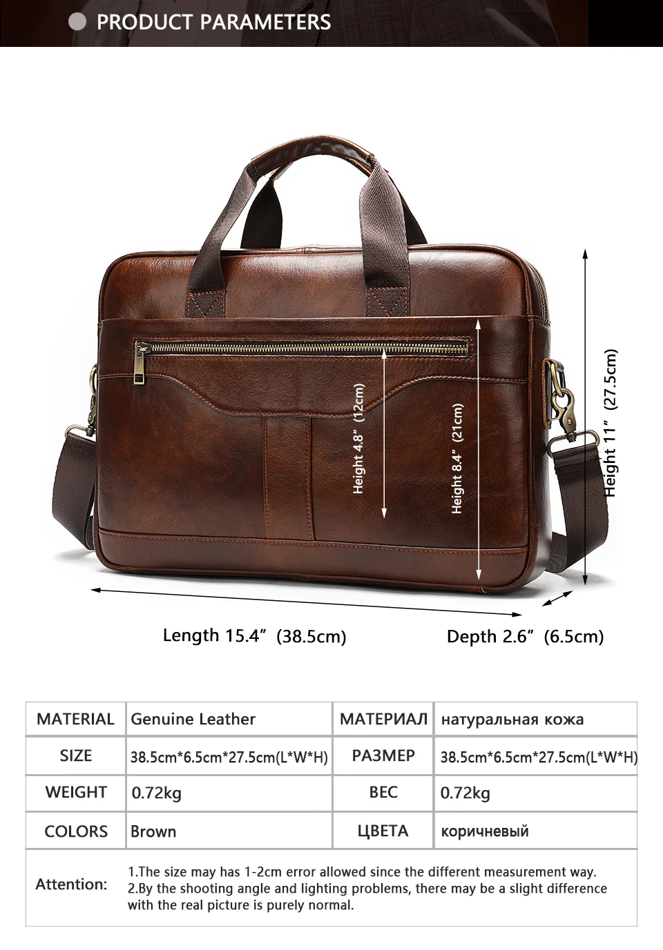 WESTAL Men's Briefcase Men's Bag Genuine Leather Laptop Bag Leather Computer/Office Bags for Men Document Briefcases Totes Bags