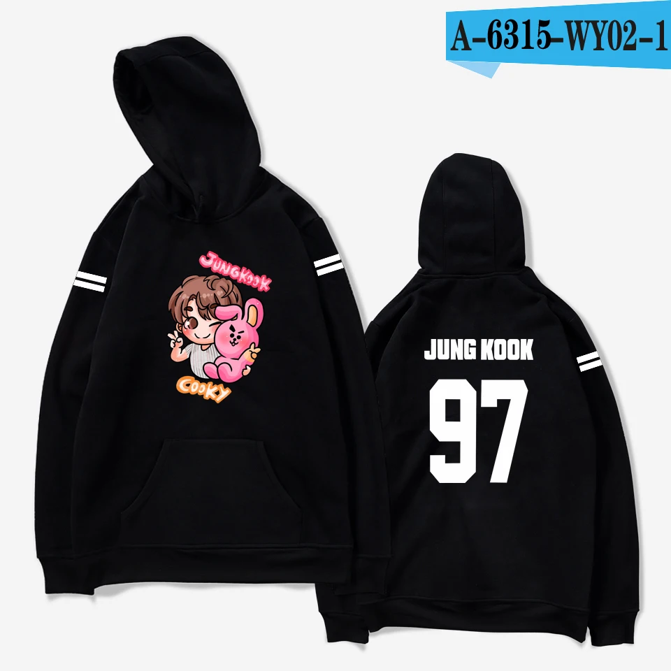 aikooki hoodies women Bangtan Boys Kpop idol Hoodies Sweatshirts Autumn Streetwear Fans Hoodies Cap Casual Clothes Plus Size - Цвет: black