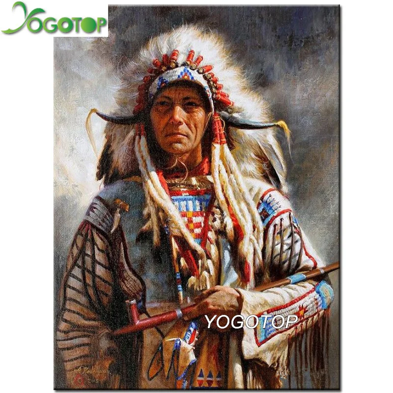 

YOGOTOP Diamond Embroidery American natives Indian Diy Diamond Painting cross stitch 5D Square Diamond Mosaic Home Decor VD968