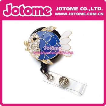 

Costume Jewelry Crystal Rhinestone Big Crystal Rhinestone Enamel Fish Retractable Badge Reel/ ID Badge Holder