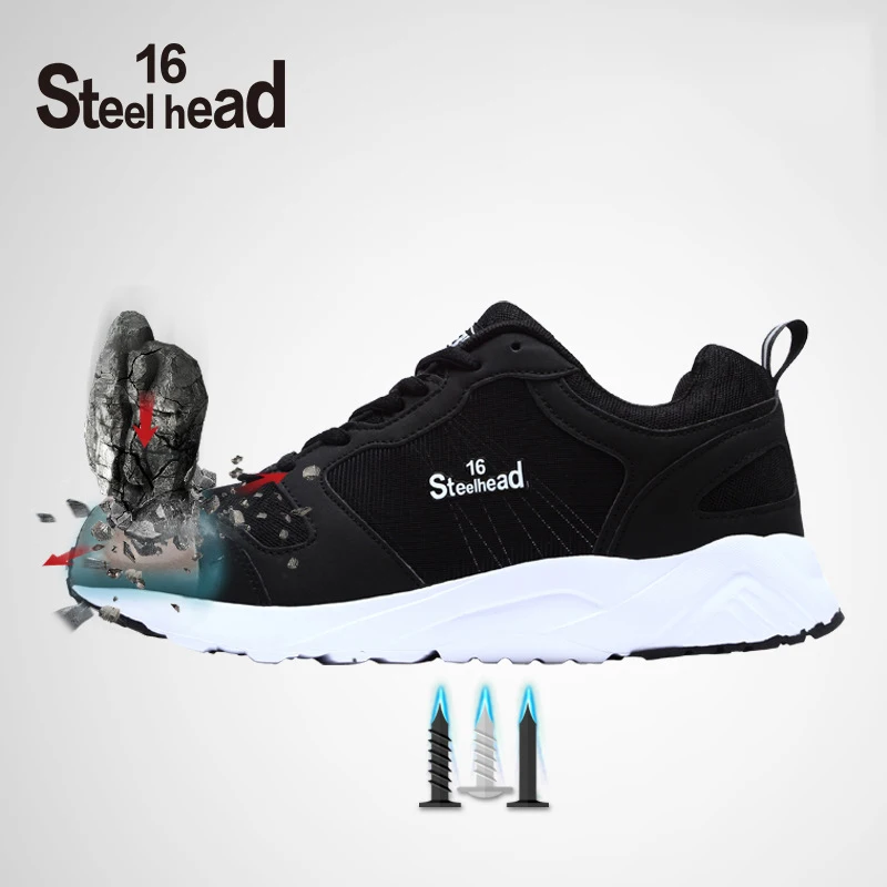 

Men's Safety Shoes Steel Toe Construction Protective Footwear Lightweight Shockproof Work Sneaker Shoes For Men Reflective Strip