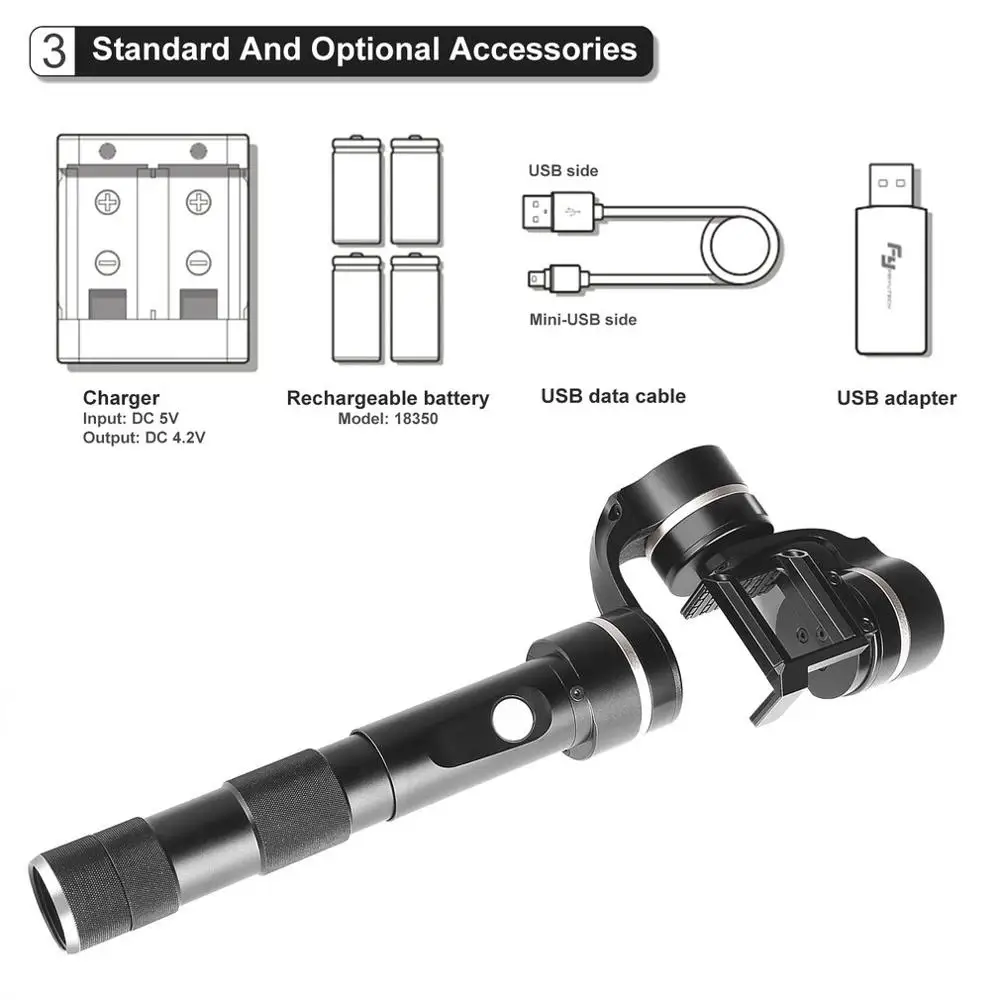 QD Быстрый демонтаж 3-осевой ручной устойчивый Gimbal для Feiyu Tech для GoPro Hero4/3+/3 похожих размеров экшн-камер