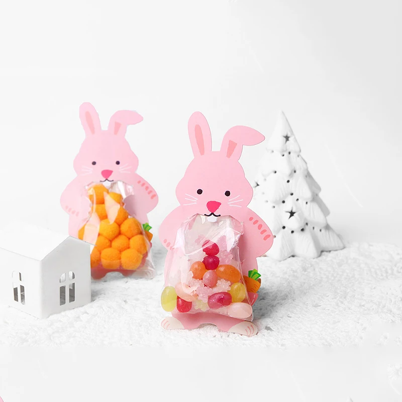 

10/50pcs Easter Rabbit Lollipop Decor Cute Easter Bunny Candy Bags Birthday Party Kids Gifts Packaging cajas de regalo Dropship