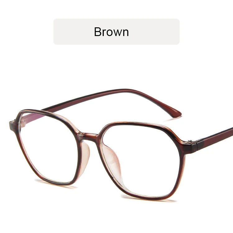 KOTTDO New Retro Glasses Frame Fashion Computer Glasses Frame Polygonal Glasses Frame Prescription Eye Glasses Frame Women - Цвет оправы: brown