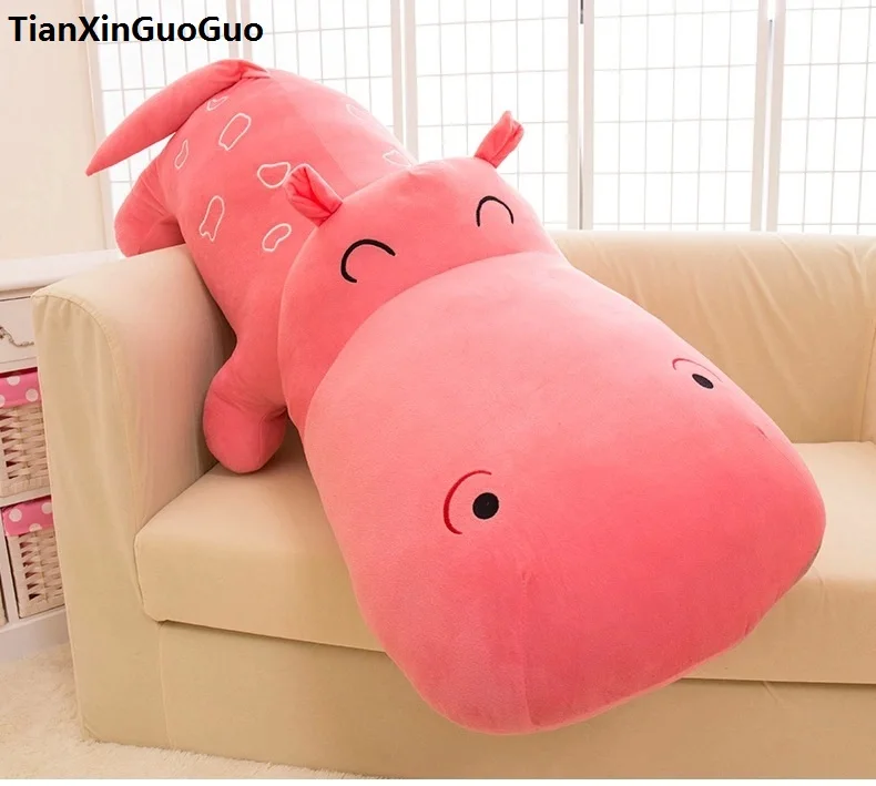 huge 140cm cartoon pink hippo plush toy soft throw pillow birthday gift b2800