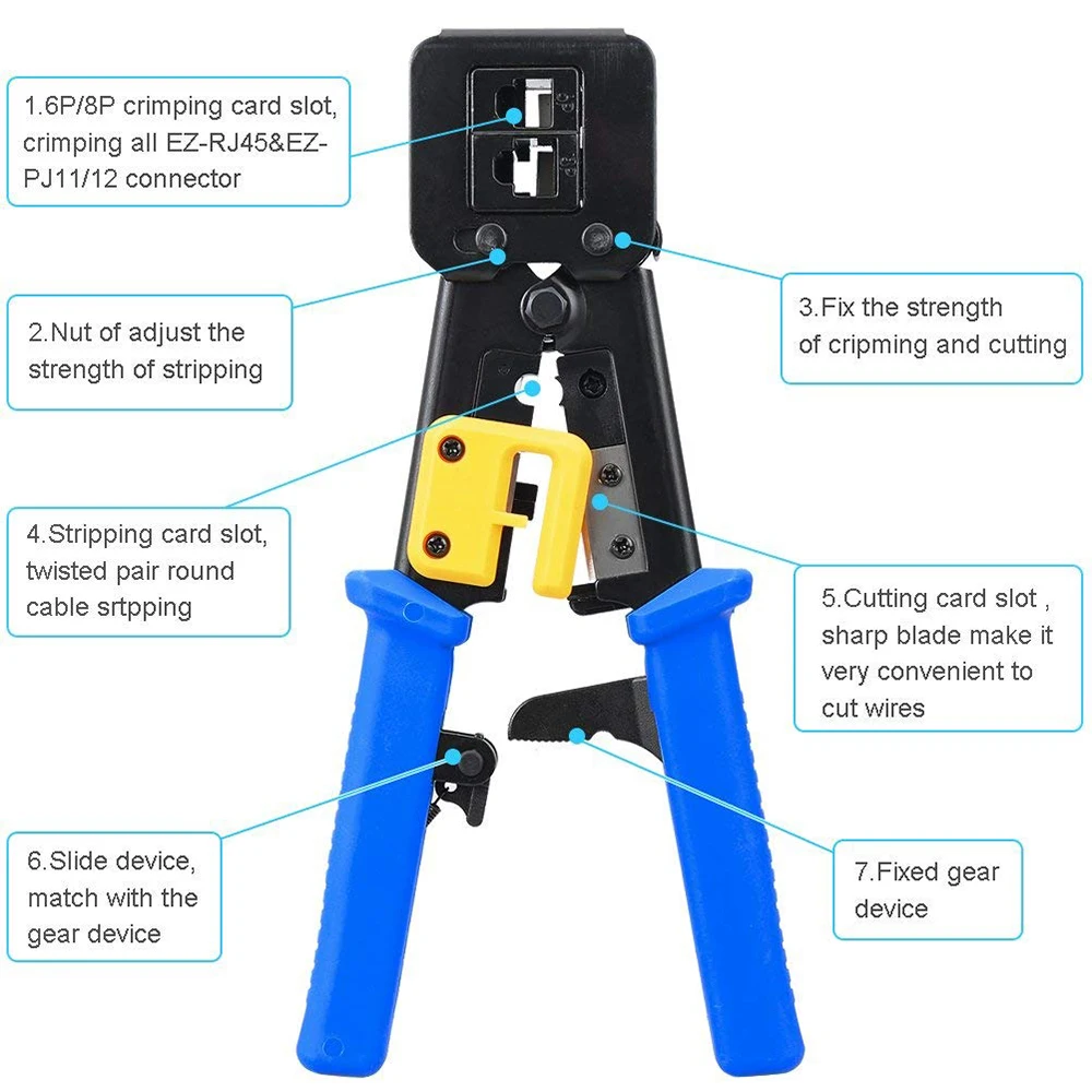  RJ45 Tool EZ rj45 crimper network tools pliers RJ11 RJ12 Cat5e cat6 Cable Stripper crimping tool 8P