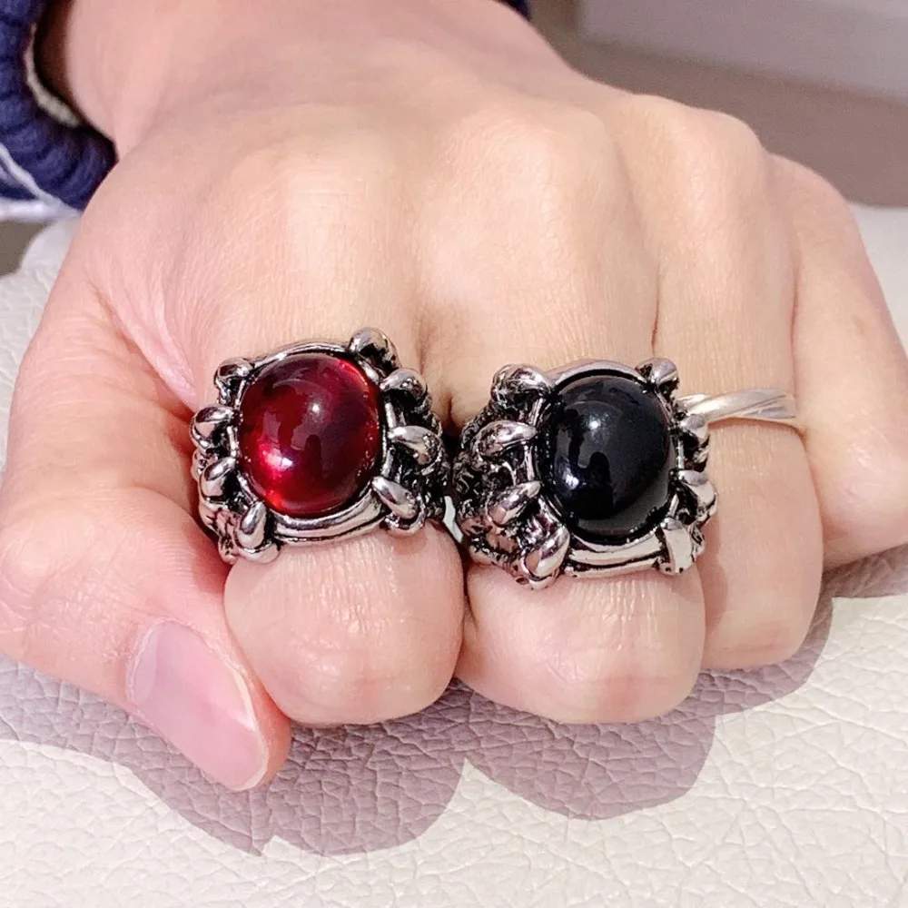 Винтажное мужское кольцо HNSP с красным и черным опалом|finger ring|ring forrings for men |