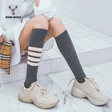 1 пара/лот осень-зима полосатый носок для Для женщин Мода хлопок Для женщин носки модная одежда для девочек серые гольфы в трубке носки