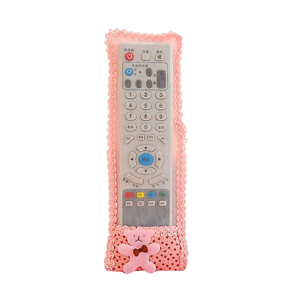 Pink S Cute Lace Bear Dustproof TV Air Conditioner Remote Controller Cover Dust Covers Protector - Цвет: Pink S