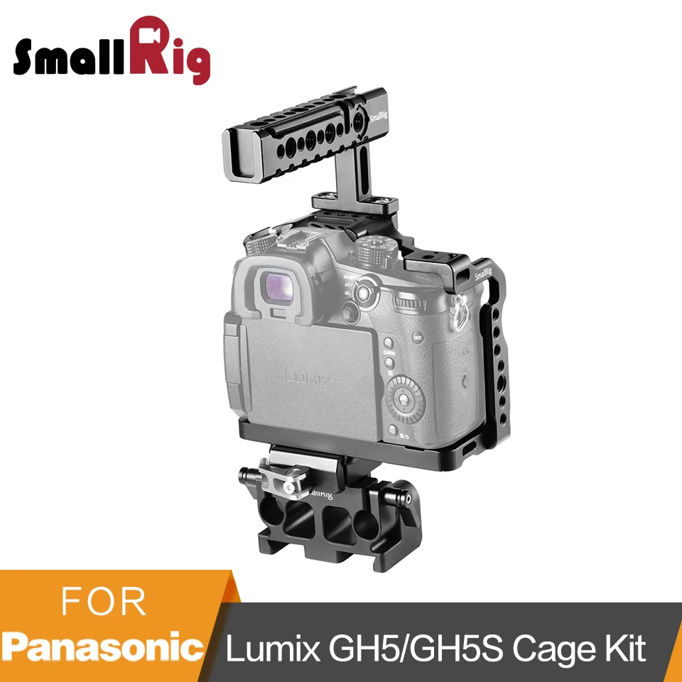 SmallRig Cage Kit for Panasonic Lumix GH5/GH5S Camera Cage With Top Handle and QR Baseplate Kit- 2051 SmallRig Cage Kit for Panasonic Lumix GH5/GH5S Camera Cage With Top Handle and QR Baseplate Kit- 2051