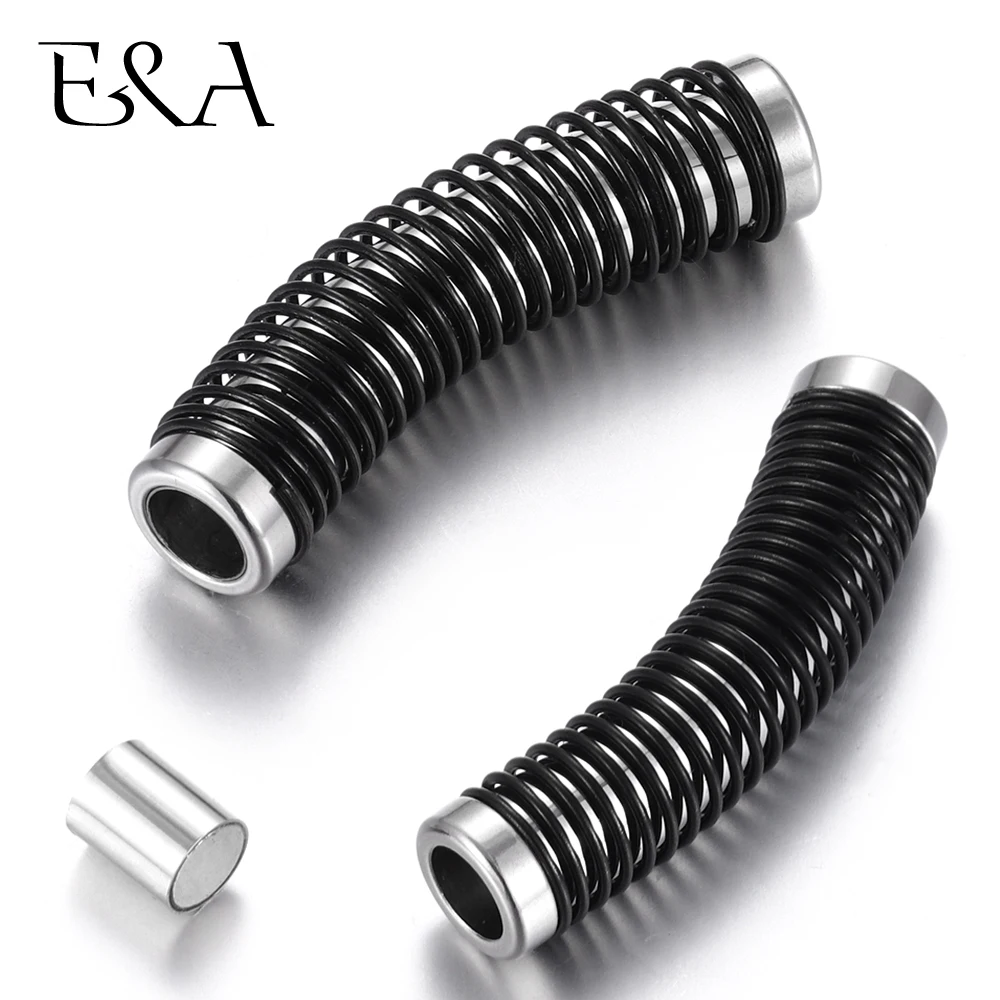 

Stainless Steel Magnetic Clasp Curved Spring Tube Hole 6mm Magnet Buckle Leather Cord Clasp DIY Bracelet Jewelry Making Supplies