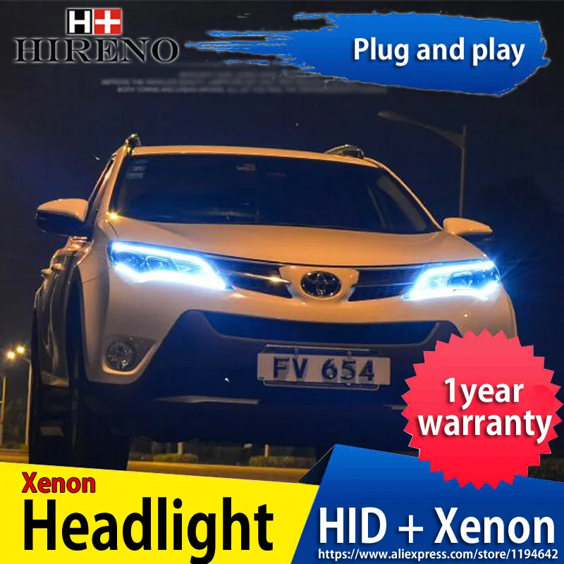 Hireno фары для 2013- Toyota RAV4 фар автомобиля сборки светодиодный DRL ангел объектив двойной луч ксеноновые 2 шт