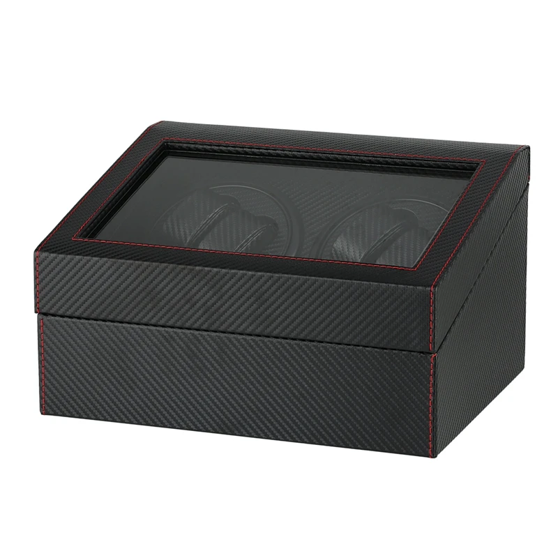 6+4 Double Head Automatic Winding Watch Winder Carbon Fiber Quiet Motor Storage Box Watch Collection Display Jewelry Winder Box