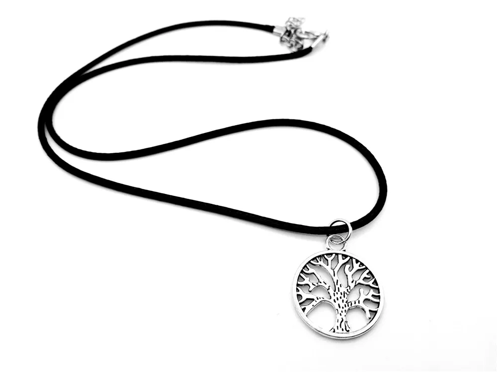 

Round Tree of Life Necklace Life Tree Necklace Family Tree Necklace Chakra Palm Leaf Tree Leather Rope pendant jewelry
