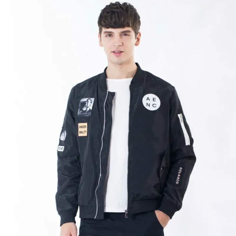 

Fashion Men Bomber Zipper Jacket Patch New Male Casual Streetwear Hip Hop Men Jackets Clothing Slim Fit Pilot Bomber Jacket Coat