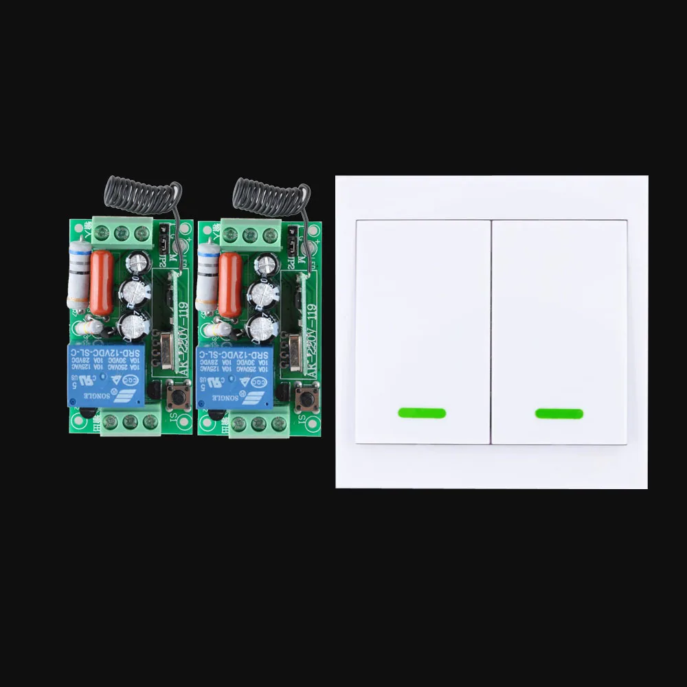 

Smart Home 220V Ceiling Lamp Light LED Bulb Remote Control Switch Wireless Wall Pannel Transmitter Input Output 10A RF Receiver