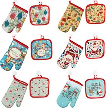 

New 2PCS Christmas XMAS Microwave Oven Heat Insulated Pad Christmas Glove Mat Convenient In Home