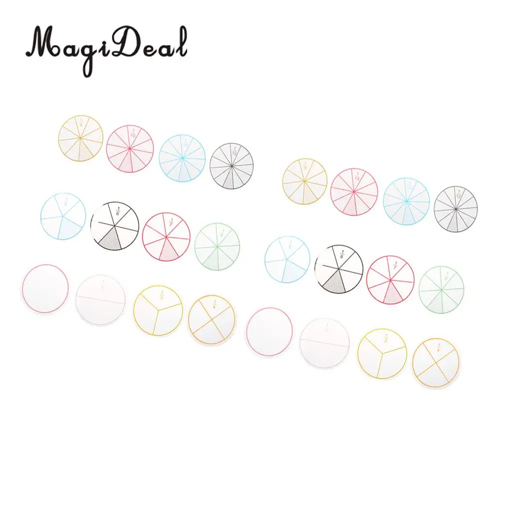 2 set of 24pcs Plastic Numbered Fractions Circles Math Chips Mathematics Number Kids Student Teaching Aids Toy