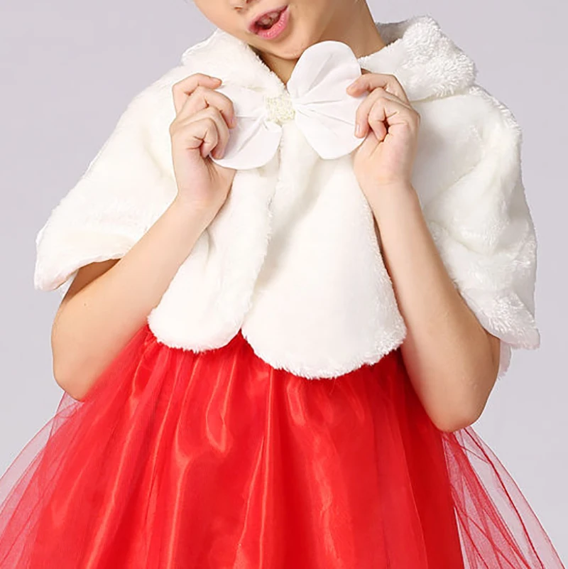 

2018 Toddler Girls Kids Faux Mink Fur Shawl Cape Wedding Wrap Evening Coat White Princess Thicken Winter Xmas New Hot Sale 2-12T