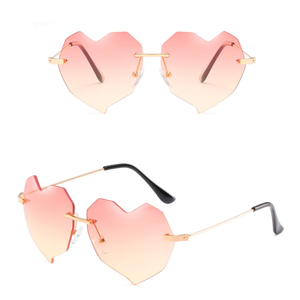 Женские солнцезащитные очки карамельного цвета в форме сердца,, модная брендовая металлическая оправа, прозрачные линзы, красные солнцезащитные очки для девушек, UV400, очки