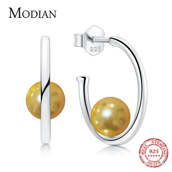 

Modian 2019 New Sale 925 Sterling Silver Shell Pearl Stud Earrings Fashion Simple Cute Earring For Women Sterling Silver Jewelry