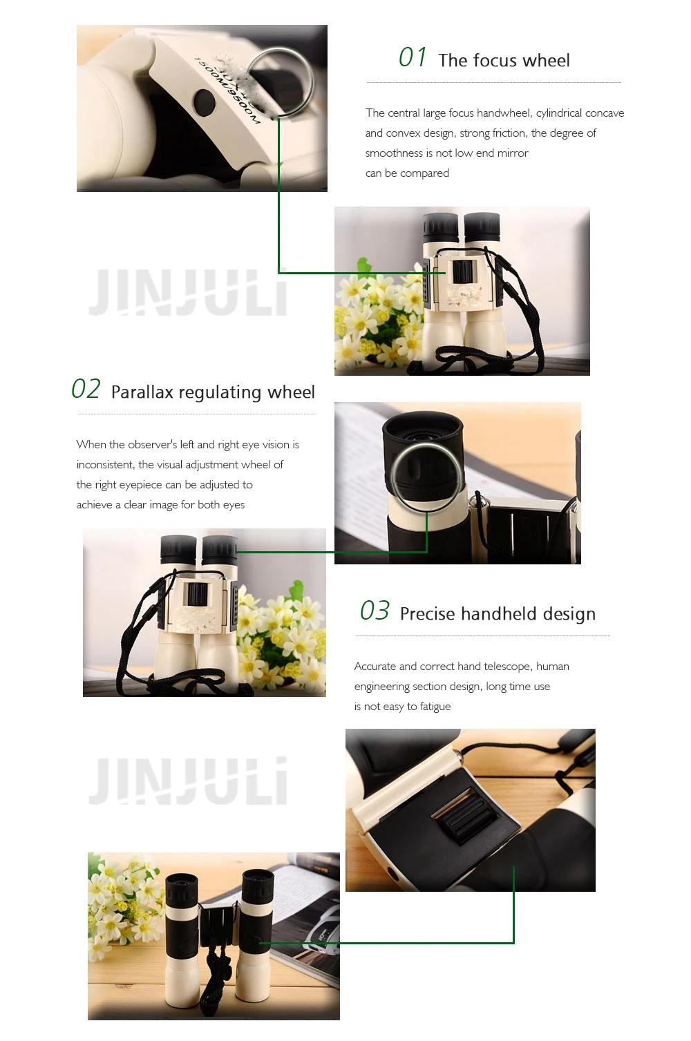 Jinjuli High-definition Close-up Portable Binocular Telescope 30X