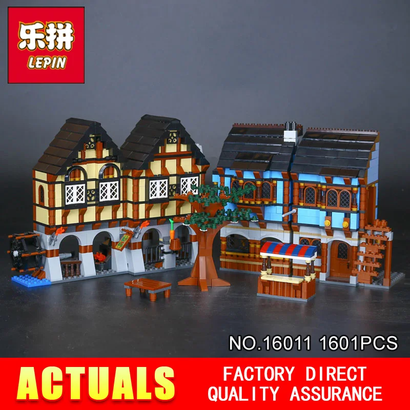 New Lepin 16011 1601Pcs Medieval Market Village  Building Blcoks Bricks Toys model 10193