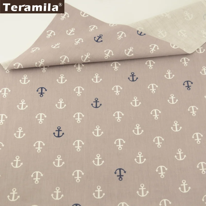 

Teramila Cotton Fabrics Blue and White Sea Anchor Patterns Light Grey Quilting Patchwork Bedding Home Textile Cloth Decoration