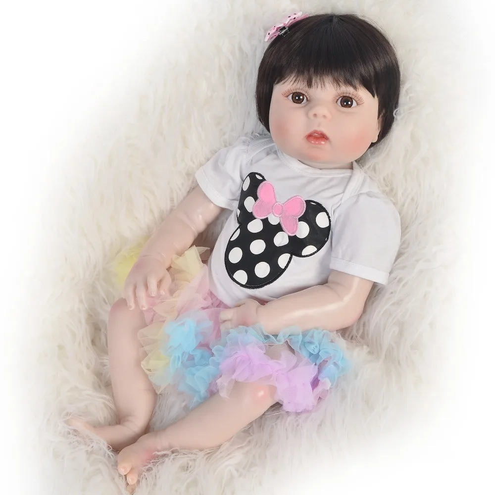 

23 Inch White Skin Baby Doll Realistic Full Silicone Vinyl Alive Girl Doll Bebes Reborn toys For Children Gifts bonecas
