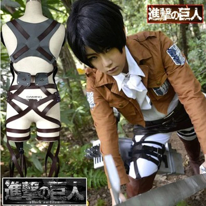 

Free shipping Japanese cartoon Anime Cosplay SNK Attaque sur Titan Shingeki pas Kyojin harnais ceinture grappin costume