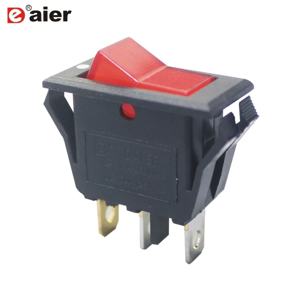 100 шт KCD3-2-101NV 3 Pin светодиодный V/24V LED автоматический перекидной переключатель Single