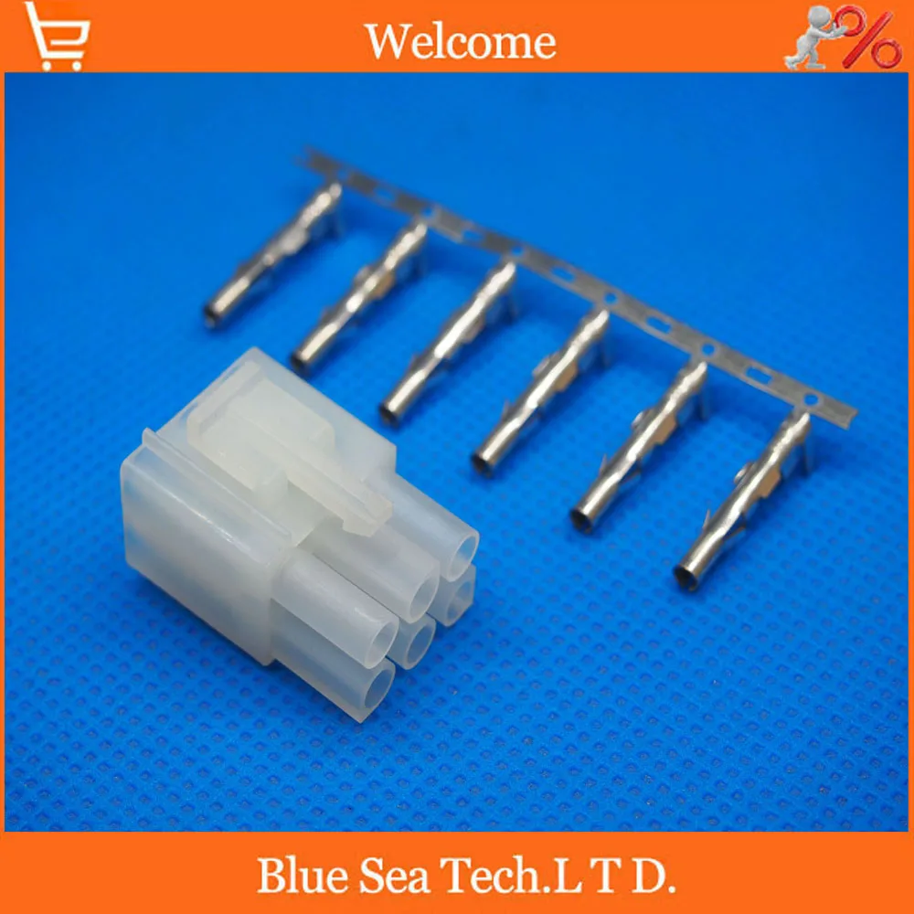 Sample,2 sets 6p 6pin 6.2mm spacing male Power Connector Plug Cord for