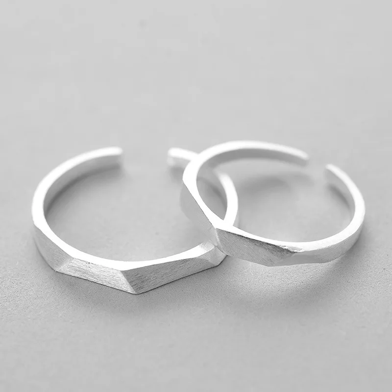 dull polish section Rings 100% Sterling 925 silver Jewelry Vintage Adjustable rings for women gift